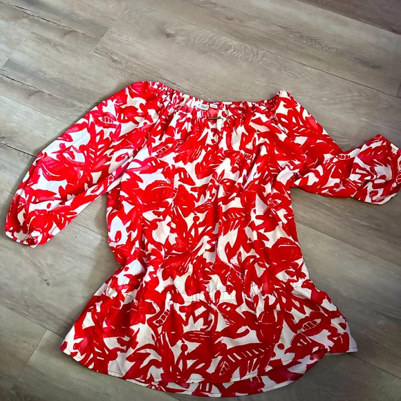 Cato Bright Red Hawaiian 🌺 print blouse - Picture 1 of 2